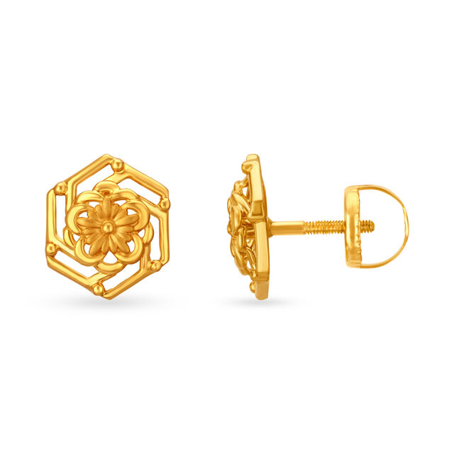 Geometric Gold Stud Earrings 2