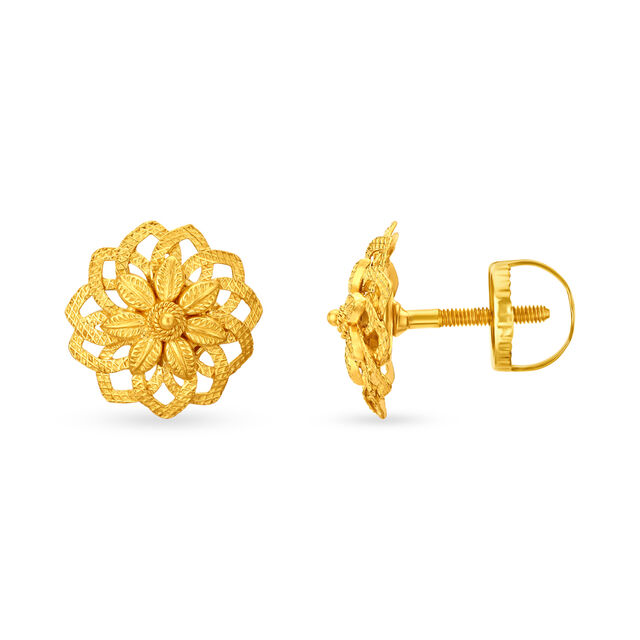Radiant Floral Gold Stud Earrings 2