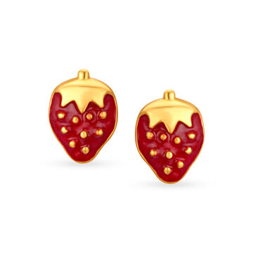 Quirky Strawberry Stud Earrings for Kids