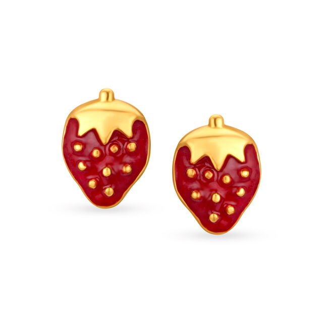 Quirky Strawberry Stud Earrings for Kids,,hi-res 