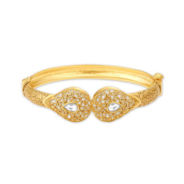 Enticing Filigree Pattern Bangle with Gemstones 