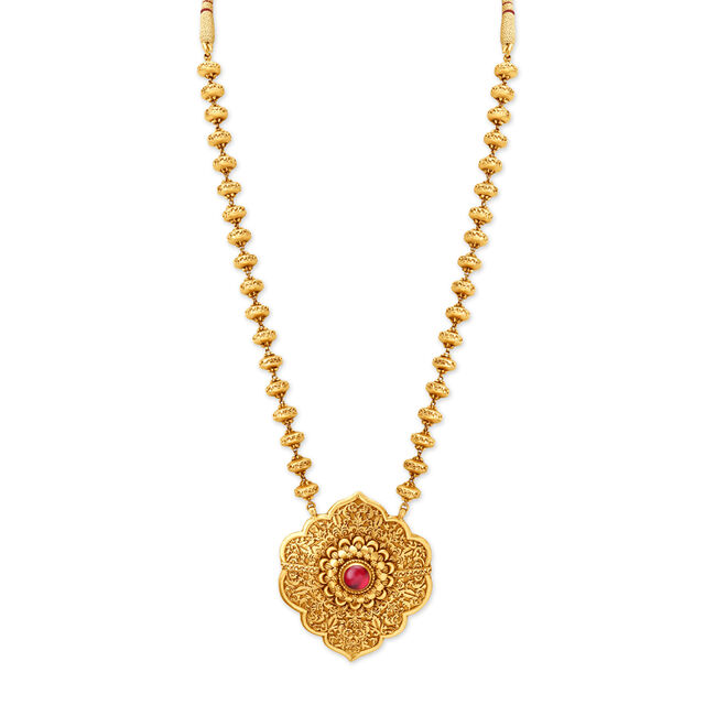 Bewitching Flower Pattern Gold Haaram,,hi-res 