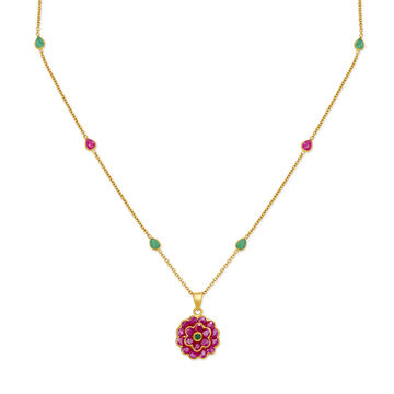 Elegant Emerald and Ruby Pendant with Chain