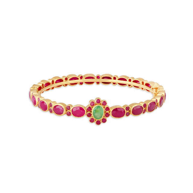 Radiant Floral Emerald and Ruby Bangle,,hi-res 