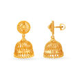 Spiral Wheel Motif Gold Jhumka Earrings,,hi-res 2