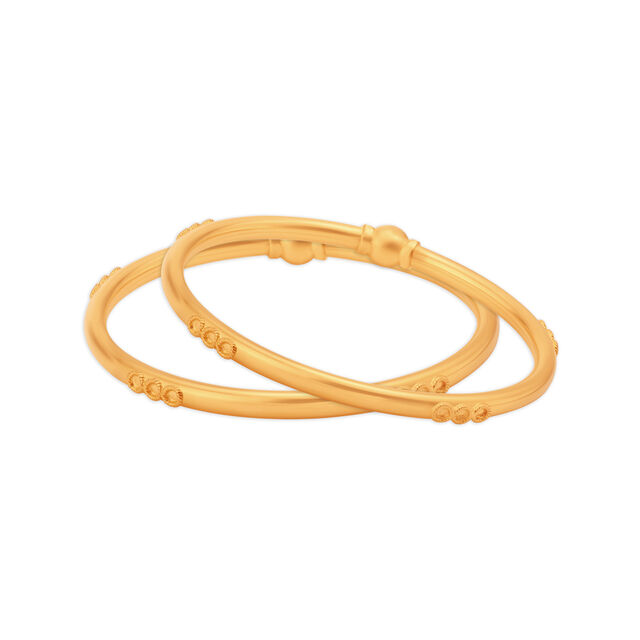 Slender 22 Karat Yellow Gold Orb Bangle,,hi-res
