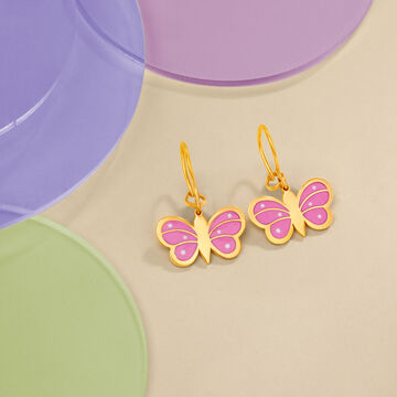Captivating Butterfly Pattern Gold Hoop Earrings For Kids
