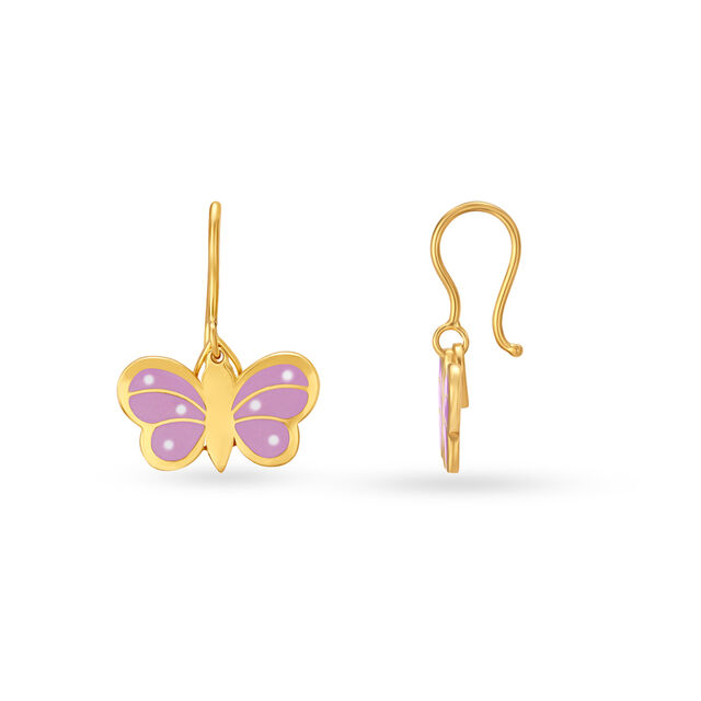 Captivating Butterfly Pattern Gold Hoop Earrings For Kids 3