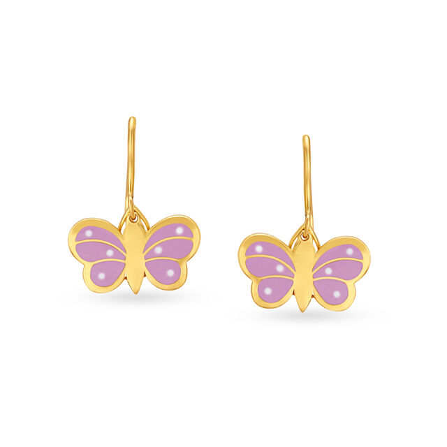 Captivating Butterfly Pattern Gold Hoop Earrings For Kids 4