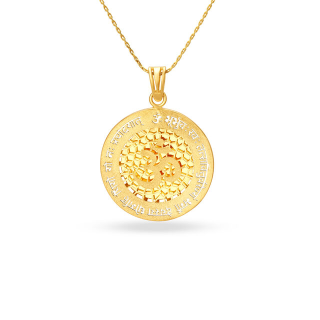 Divine Om And Gayatri Mantra Engraved Gold Pendant 