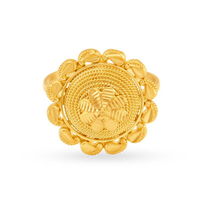 Beautiful 22 Karat Yellow Gold Paisley Pattern Finger Ring,,hi-res