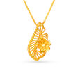 Floral 22 Karat Yellow Gold Leaf Pendant,,hi-res 