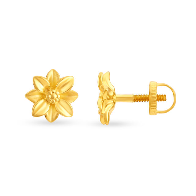 Contemporary Floral Alluring Gold Stud Earrings 2