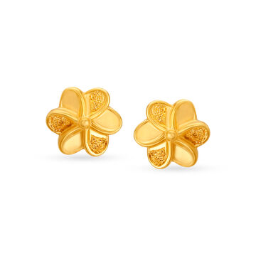Glossy Gold Floral Studs for Kids