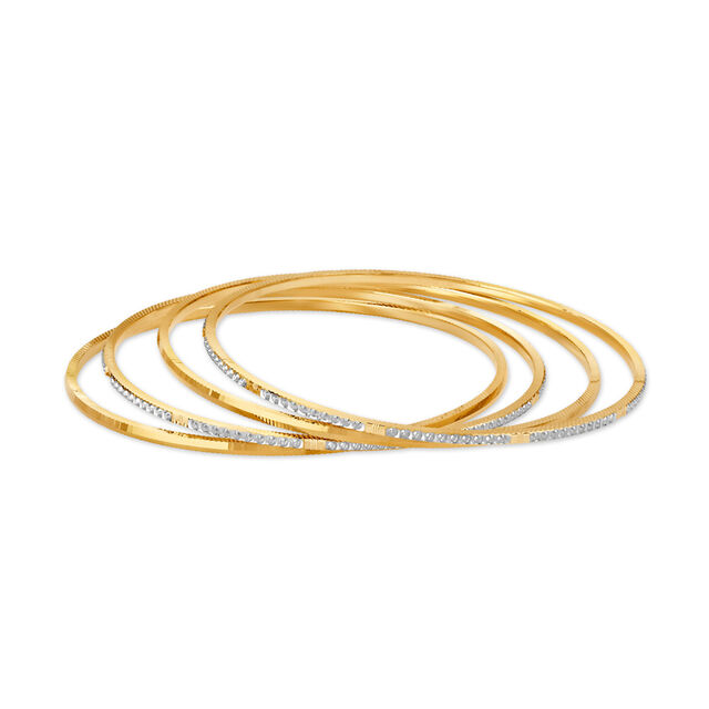 Graceful Yellow Gold Embossed Bangles 