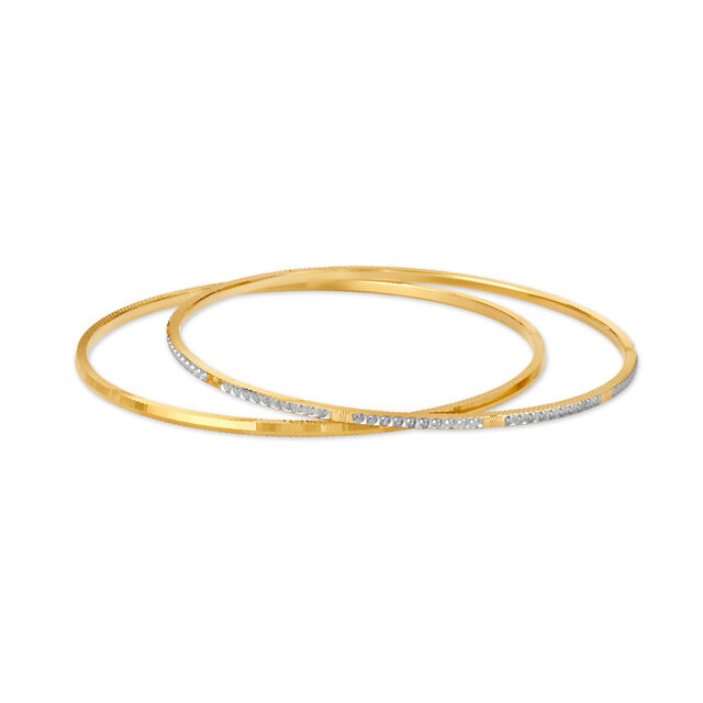 Graceful Yellow Gold Embossed Bangles 2