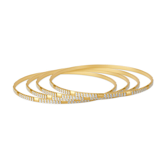 Spangled Yellow Gold Segmented Bangles 