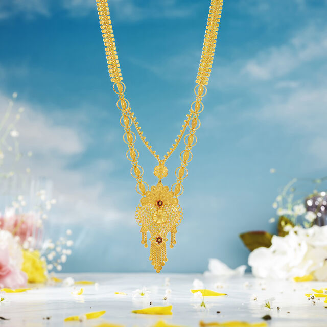 Incandescent Yellow Gold Layered Floral Haaram 