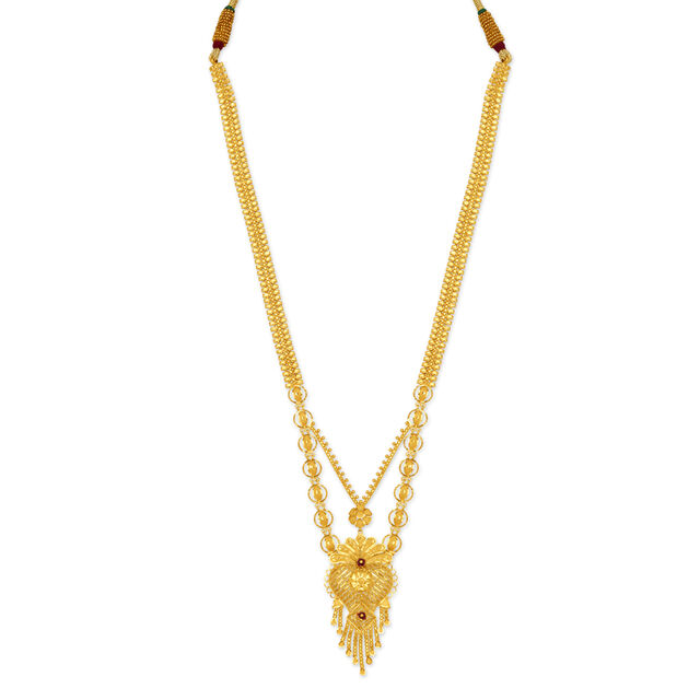 Incandescent Yellow Gold Layered Floral Haaram 2