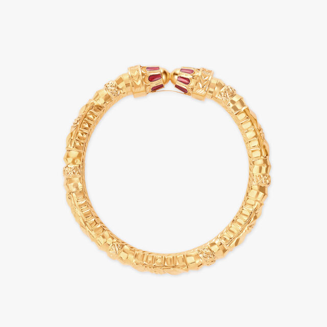 Dazzling Glass Enamel Work Gold Bangles 5