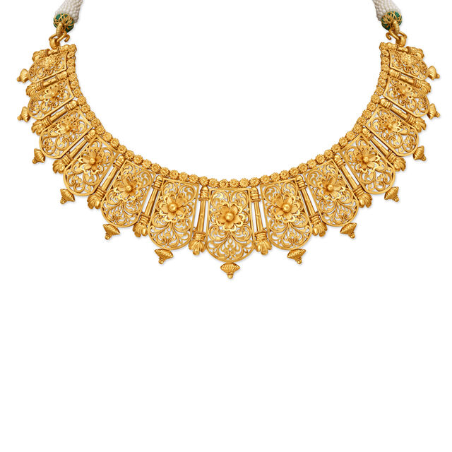 Mesmerising Floral Gold Necklace Set
