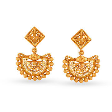 Semi Circular Carved Drop Earrings