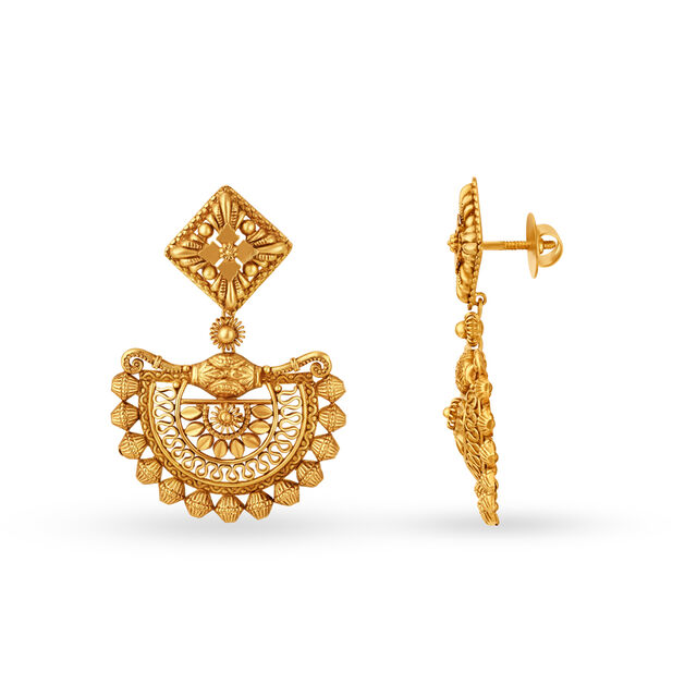 Semi Circular Carved Drop Earrings 2