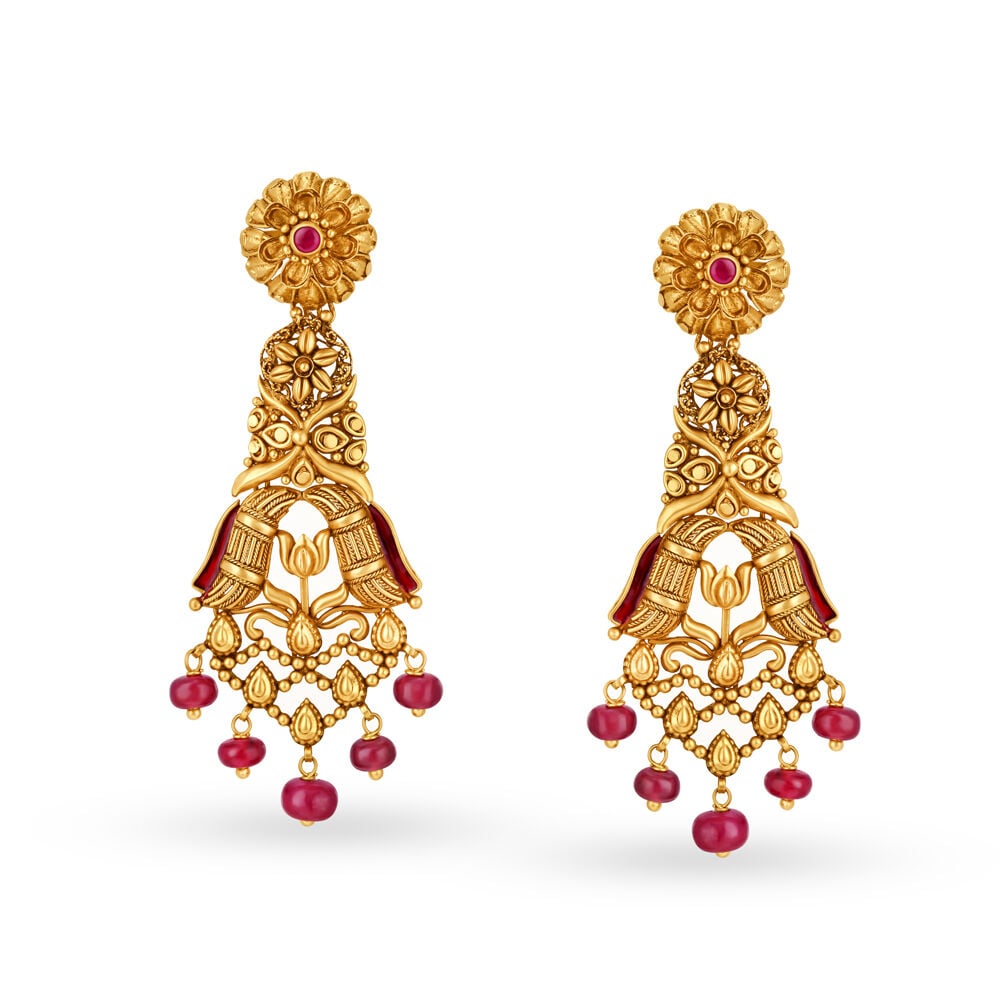 Buy Exquisite Detailed Antique Gold Earrings at Best Price Tanishq US