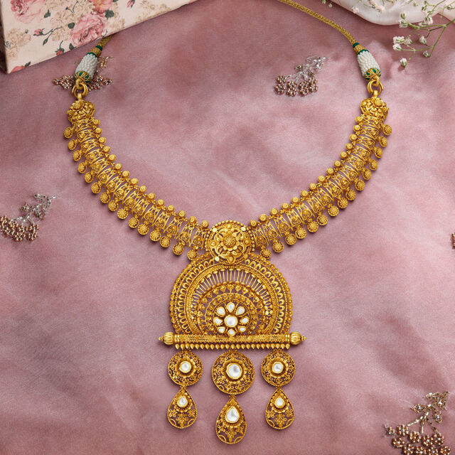 Graceful Floral Jaisalmer Necklace,,hi-res 
