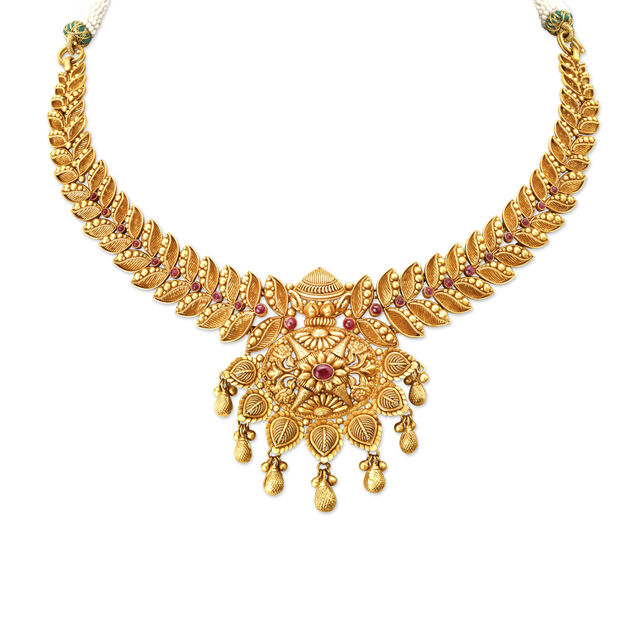 Alluring Floral Gold Necklace,,hi-res 