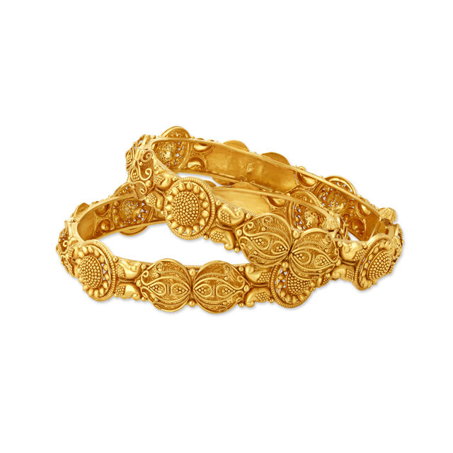 Bewitching 22 Karat Yellow Gold Sunflower Bangle,,hi-res 