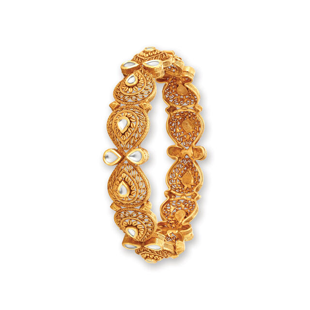 Bold Teardrop Motifs Gold Bangle,,hi-res