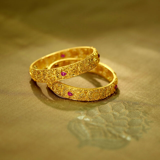 Opulent Motif Gold Bangles,,hi-res 