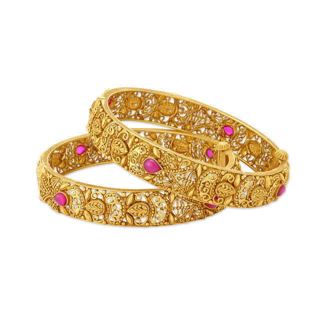 Opulent Motif Gold Bangles,,hi-res 2