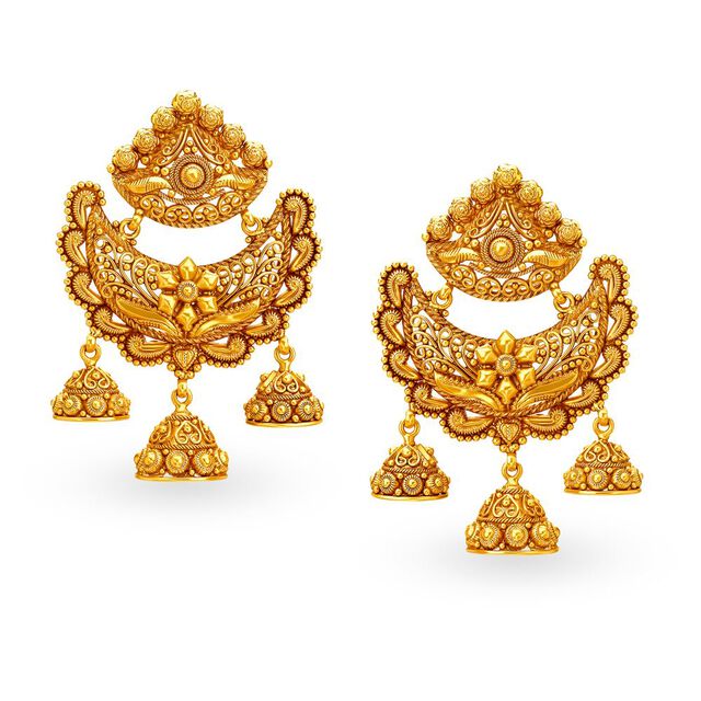 22 Karat Classical Gold Earrings,,hi-res 