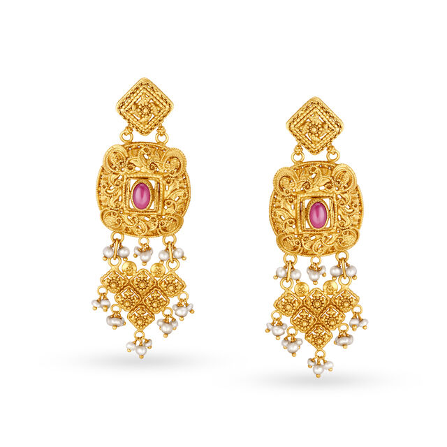 Bewitching Coloured Stones Studded Gold Necklace Set,,hi-res