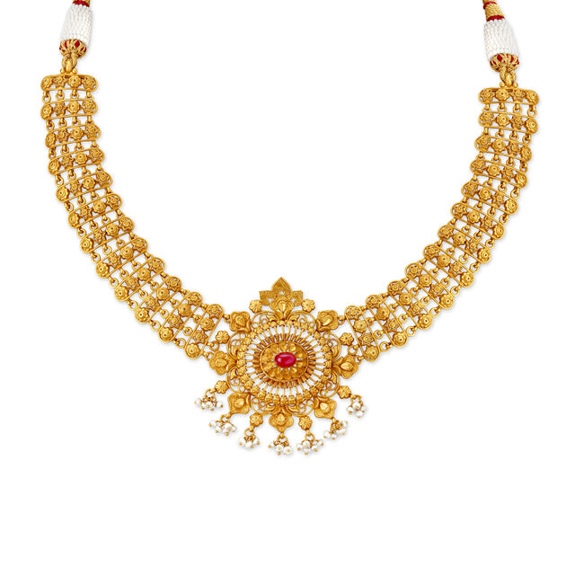 Mesmerising Antique Gold Necklace Set,,hi-res