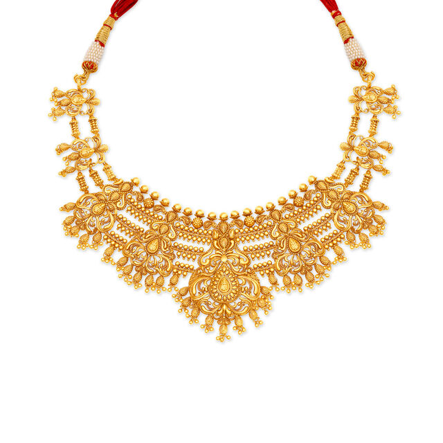Splendid Rawa Work Gold Necklace Set,,hi-res 2