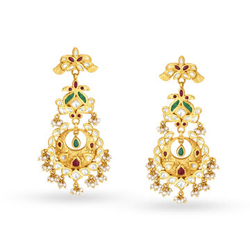 Colourful Antique Gold Drop Earrings