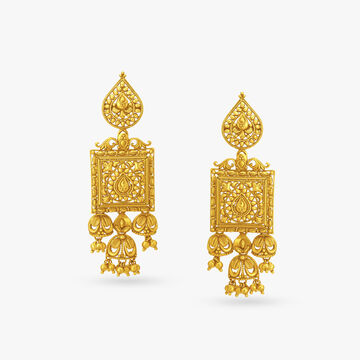 Square Shape Filigree Drop Earrings