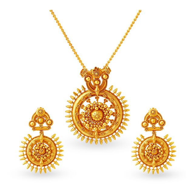 Splendid Gold Pendant and Earrings Set,,hi-res 