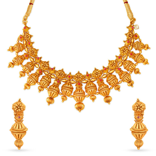 Buy Majestic Antique Gold Neckwear Set Perfect for Any Bride at