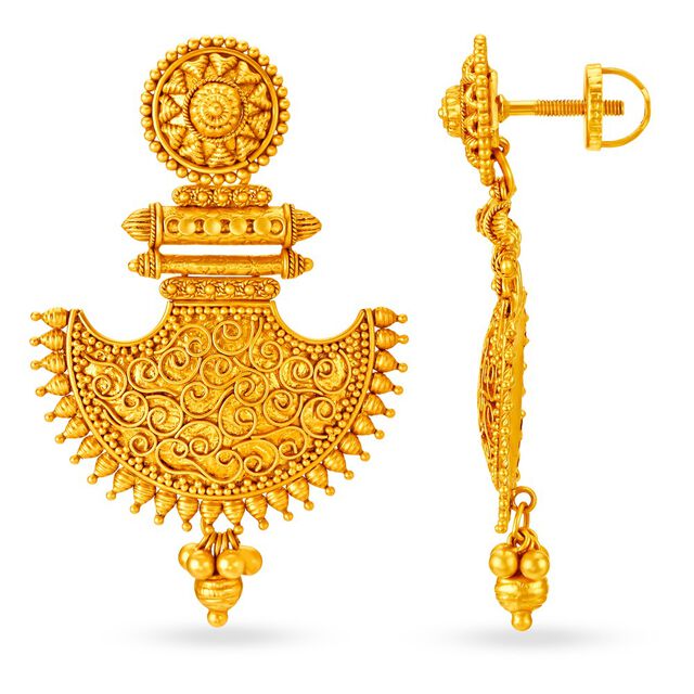 Geometric Gold Drop Earrings,,hi-res 2