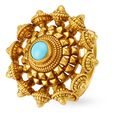 Floral Blue Gold Finger Ring,,hi-res 