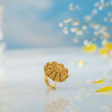 Magnificent 22 Karat Yellow Gold  Floral Beaded Ring