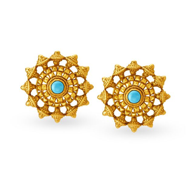 Fetching 22 Karat Yellow Gold And Stone Studs,,hi-res 