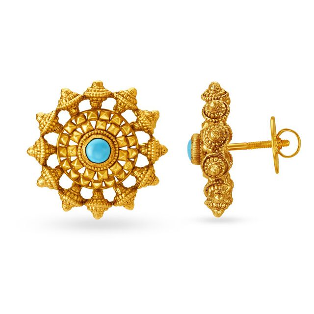 Fetching 22 Karat Yellow Gold And Stone Studs,,hi-res 2