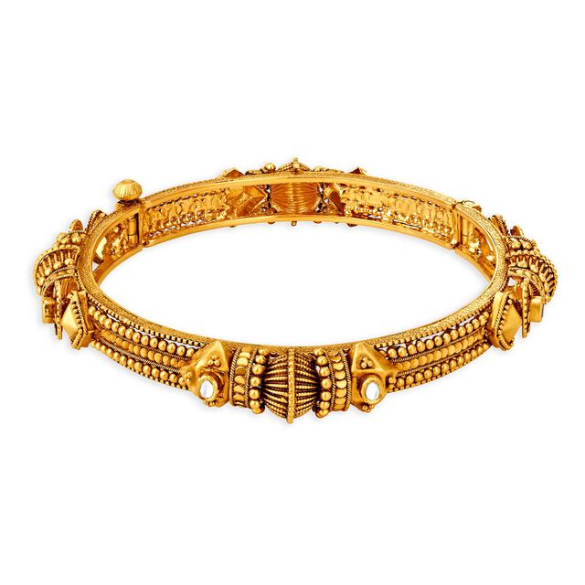 Opulent Intricate Gold and Kundan Glass Bangles,,hi-res 
