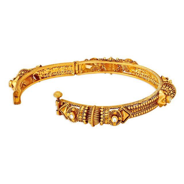 Opulent Intricate Gold and Kundan Glass Bangles,,hi-res 2