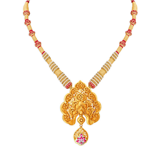 Tanishq Gold Pendant and Earrings Set,,hi-res 2